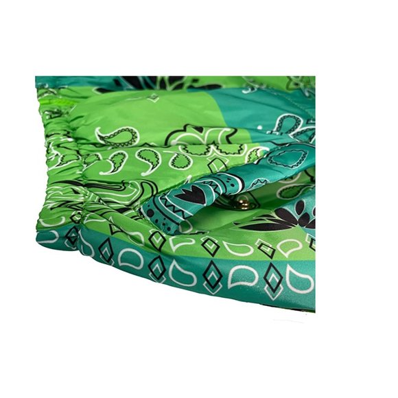 Hujoin Jackets & Coats Nwt Cropped Green Bandana Jacket Puffer